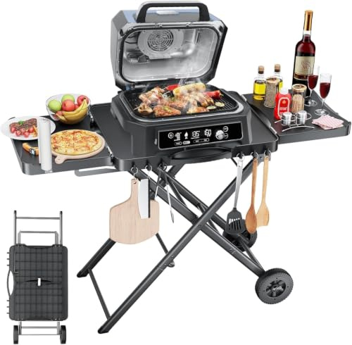 Grillständer für Ninja Woodfire OG701 OG850 OG951, Pizza Ofen Ständer für Onni 12, Grillwagen für Blackstone, Cuisinart, Outdoor-Kochtisch, Schnell falten, 129.2 x 53.3cm, 12.7 kg