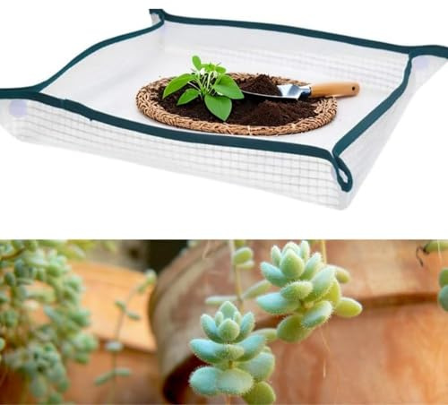 VIFERR wasserdichte Pflanzen Gartenmatte, Pflanzunterlage Gartenarbeitsmatte Faltbare Pflanzmatte Pflanzen Umtopfmatte Gartenarbeitsunterlage für Umtopf Sukkulenten Sämling, 50 x 50cm
