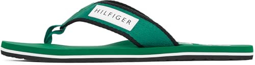 Tommy Hilfiger Herren Flip Flops Patch Beach Sandal mit Logo, Grün (Nouveau Green), 41