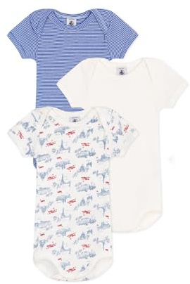 Petit Bateau unisex baby vi kortärmade bodys (3-pack), Variant 1, 3 månader