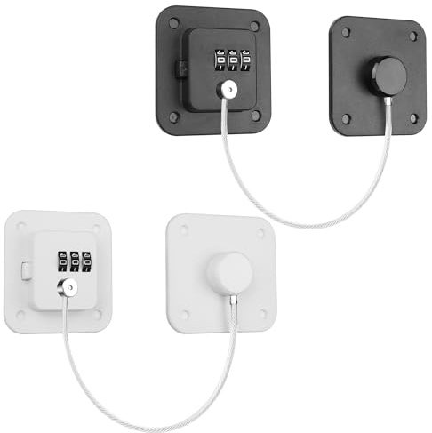 YACSEJAO Lot de 2 serrures de réfrigérateur avec code, serrures de porte et de fenêtre de sécurité pour enfants, serrures de porte de réfrigérateur, serrures d'armoire (noir et blanc)