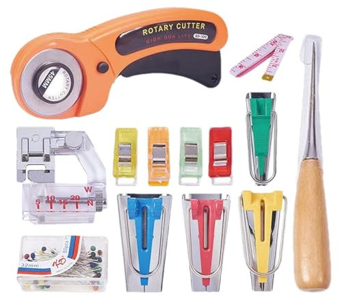 Bindefuß für Nähmaschine – Schrägbandhersteller-Set, mit transparenter Aufbewahrungsbox, Schrägband, Saumfuß, multifunktional für Damen
