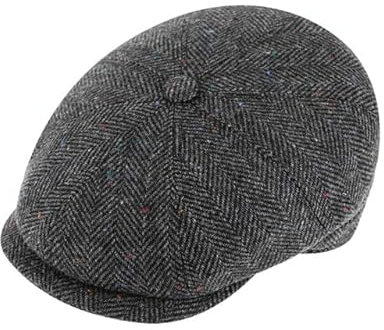 fiebig 8-Panel Cap Schurwolle | Schirmmütze aus Wolle | Bakerboy mit Schirm (54-S, Anthrazit)