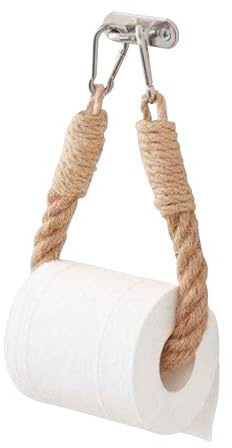 Yuiturt Rope Toilet Roll Holder, Jute Nautical Industrial Style Weave Vintage Style Bathroom Towel Wall Mounted Tissue String Shabby Chic Loo Paper Holder