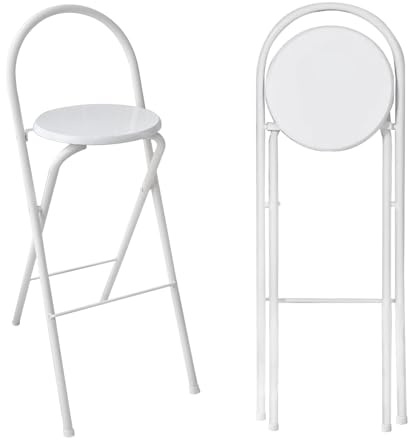 Barhocker Klappbar Mit Lehne Klappbarer Hocker Hoch Sitzhöhe 60cm/65cm/70cm/75cm Barsessel Loungesessel Tragfähigkeit 125kg Barstuhl Klappbar Küchenstühle Für Bar Café Tresenhocker(White,70cm)