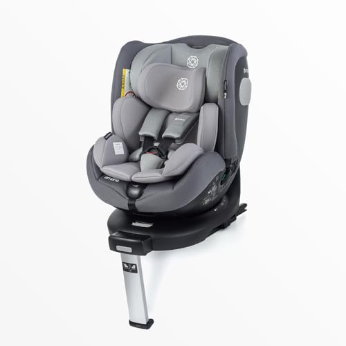 Amana Siena Twist+ 360° i-Size Car Seat – Isofix Baby & Toddler Booster (0–12 Years), Side Impact Protection, Adjustable Headrest, Lightweight, Travel Friendly Kiddies Kingdom (Pebble Grey)