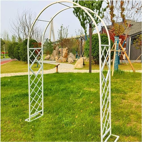 Marco de metal blanco resistente para arbustos de rosales, 340 x 230 cm, para plantas trepadoras