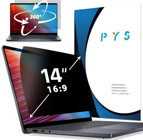 PYS 360° Blickschutzfolie Laptop 14 Zoll 16:9 Selbstklebende | Anti Blaulicht Blendfrei Sichtschutz Folie Kompatibel mit Lenovo SGIN Dell Acer Samsung Asus Toshiba