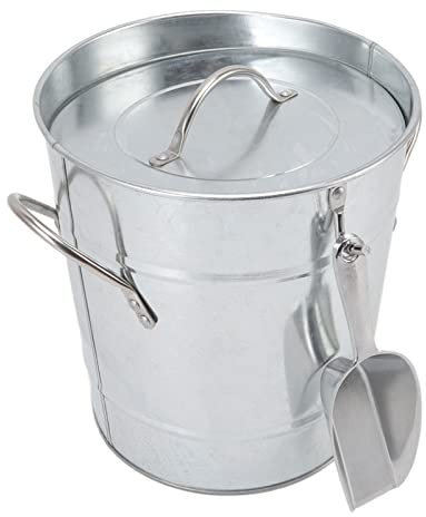 Seau à glace rond, avec pelle à glace et couvercle, seau à glace galvanisé de 4 L, pour bars, restaurants et fêtes (couleur originale)
