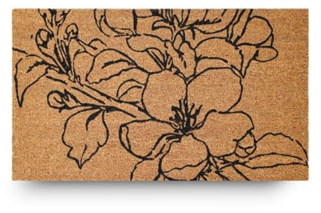 LifeGreen Zerbino Kera Flowers con Fibre di Cocco, Tappeto Antisporco per Ingresso Rettangolare, 40X70 cm, Fondo in Lattice Antiscivolo – Stampa Fiorata