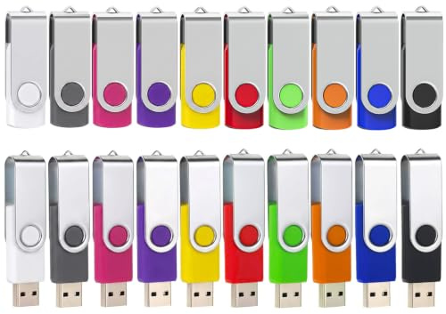 20 Stück 4GB USB Stick USB 2.0 Speicherstick Rotate Mehrfarbig WISEORANGE | Bulk Rotate High speed Memory Sticks mit Aufkleber LED-Indikator 20er Pack 4GB Flash Drive für PC/Laptop/Car Audio/Smart TV