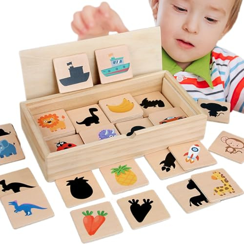 Duroecsain Holzpuzzle-Spiel, Holzpuzzle, Schattenspiel, kognitive Entwicklung, logische Denkaktivität, Erkennungshilfe