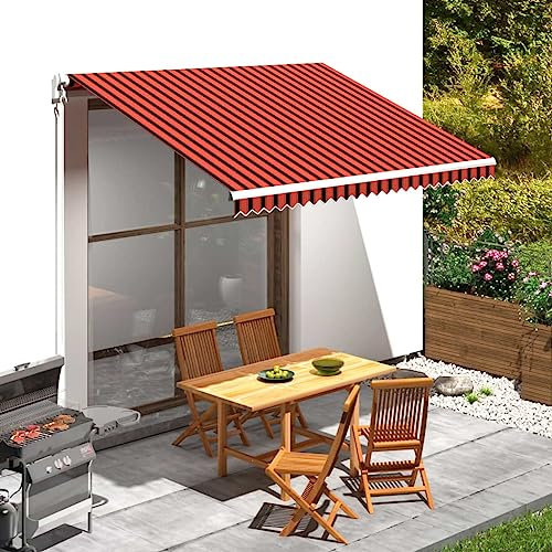 Gecheer Tenda da Sole in Tela Arancione e Marrone 350x250 cm,Tenda,da Sole,Retrattile,Tenda da Sole per Balcone,Esterno,Patio,Tenda Balcone,Tenda Esterno Sole,Tenda da Sole a Muro,P145723