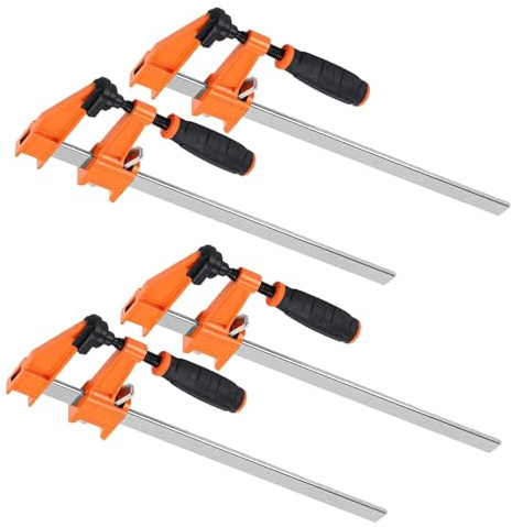 JEUIHAU 4 Pack 12 Inch F Clamp Bar Clamps, Heavy Duty Woodworking Clamps with Soft Grip, Quick Release F Clamps for Woodwork, DIY Projects, Handmade Craft