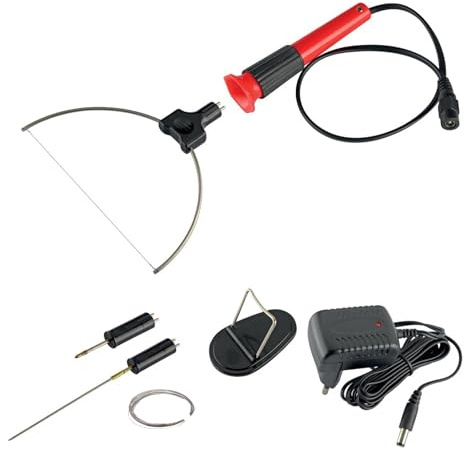 SOLEILUX Tagliapolistirolo Tagliaschiuma 3 in 1 professionale 10w ad archetto con lama lunga e lama corta e filo di ricambio
