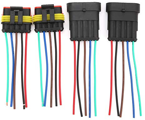 Hyuduo Connecteur de Bougie électrique étanche avec Câble - Connexion Fiable, Adaptée aux Voitures, Camions, Bateaux - 2 Ensembles 4/5/6 Broches (5P)