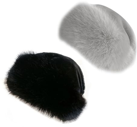 Asudaro Fellmütze Damen, Fellmütze Pelzmütze Damen Wintermütze Kunstpelz Fuchspelzmütze Plüsch Baskenmütze Schneemütze Warm Weich Stirnband Hut