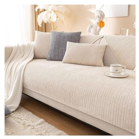 GGCYGG Sofa Überzug rutschfest,Off White,90x180cm | Sofa Cover Non-Slip, Maschinenwaschbar, Haustierfreundlich, Geeignet für 1 2 3 4 Sitzer sofabezug U-Form L-Form Ecksofa