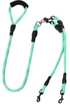 Fäster för två valpar | 150 cm blad dubbel rotation 360° anti-knutar | nylon handtag böj säkerhet för vandring campinghundar små och raser
