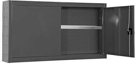 PROREGAL Werkzeugschrank hängend AMEGO | 1x Fachboden | HxBxT 55x120x27,5cm | Metall | Abschließbar | Anthrazit | Werstattschrank Hängeschrank