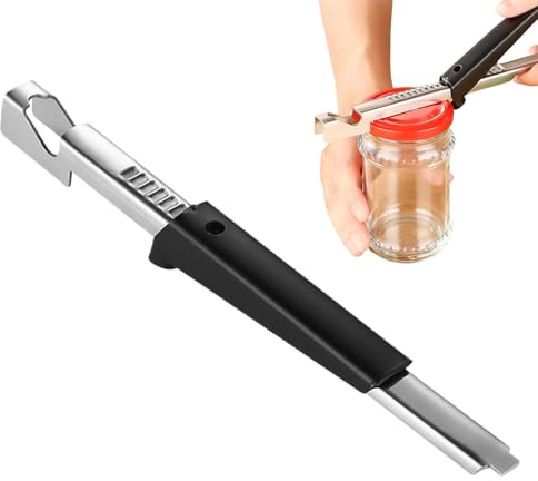 Abrelatas – Removedor de tapas de cocina ajustable de acero inoxidable | Abridor de botellas de mano semanal para mostrador de cerveza, refrescos, apartamento, picnic, armario, borrador, hogar
