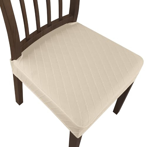 Fundas sillas ajustables impermeables para comedor,pack de fundas silla comedor elásticas,funda para sillas de comedor wasserdicht,cojines sillas comedor lavables y desmontables, (4, blanco cremoso)