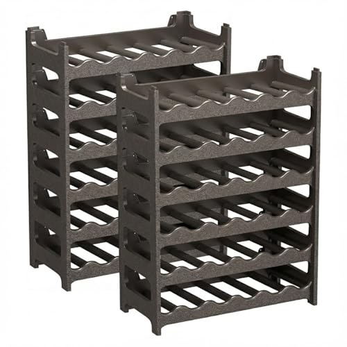 CookandSupply x TheWV Botellero Vino Plástico Modular Apilable, Vinoteca Efecto Piel Martillada, 6 Botellas por Módulo, Estantería Vinos Ahorra Espacio - Marrón Corten, 72 | CookandSupply x TheWV, estante para botellas modular apilable, armario 6 botellas por módulo, Made in Italy