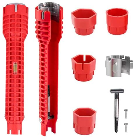 Brynest 12-in-1 Faucet Socket Wrench Set – Multi-Size Plumbing Socket Tool for Sink, Bathroom & Kitchen with Nut Removers, Ergonomic Grip for Tight Spaces, ABS & Zinc Alloy