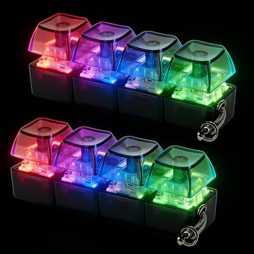 2 stycken tangentbords-fidget-leksaker, 4-knappars -fidget keyboard-nyckelringar, fidget toys vuxna med LED-, stressminskning avslappningsnyckelring