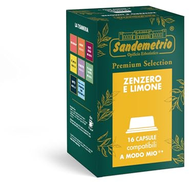 Sandemetrio Tisana Zenzero e Limone, 16 Capsule compatibili con A Modo Mio, Premium Selection