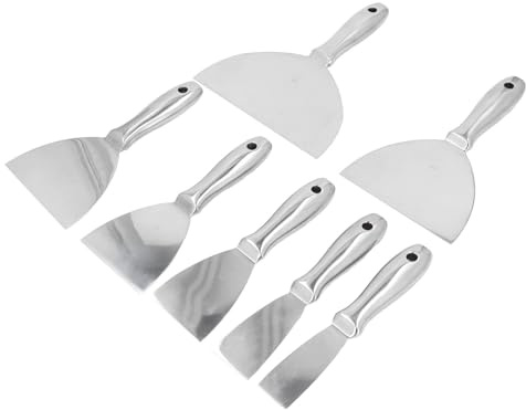 Topiky Set di Spatole per Stucco, Raschietto per Vernice in Acciaio Inossidabile da 7 Pezzi per la Riparazione del Muro a Secco, Kit di Attrezzi Manuali per Muro a Secco, Raschietto per Carta da
