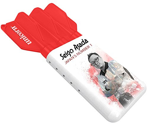 Unicorn Seigo Asada Slider Dart-Etui, für 1 voll geladenes Dart-Set, verstellbar bis 160 mm lang, Rot und Weiß, Umhängeband und Karabiner