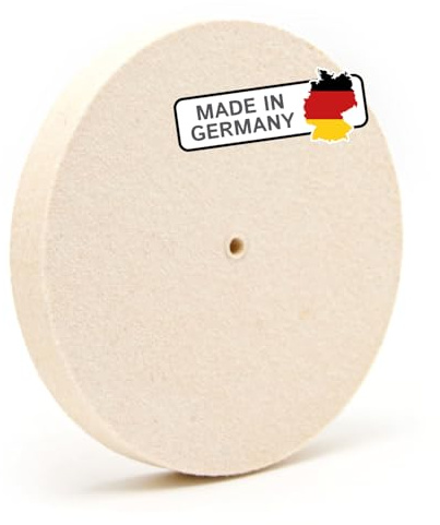 Polierscheibe für Schleifbock aus Filz (95% Wolle) mit Loch, Ø 200 mm, 20 mm dick, Polierfilz für Winkelschleifer und Drechselbank, Schleifbockscheibe aus Wollfilz – Made in Germany