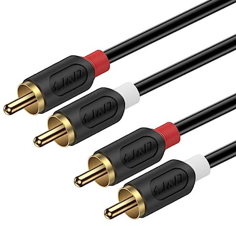 J&D RCA Cable, Gold-Plated Audiowave Series 2RCA Male to 2RCA Male Stereo Audio Cable, RCA Audio Cables, 6 Feet