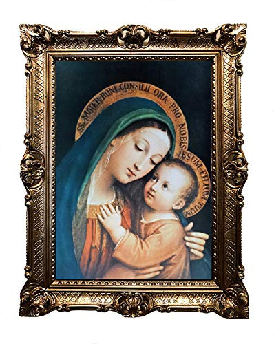 Maria Magdelena mit Kind Antik Barock Rahmen Barockrahmen mit Bild Wandbild 70x90cm Kunstdrucke Gemälde Religiöse Bilder Kunst von Heiligen Heiligenbild Retro Repro für Home Büro Praxis Café 58B