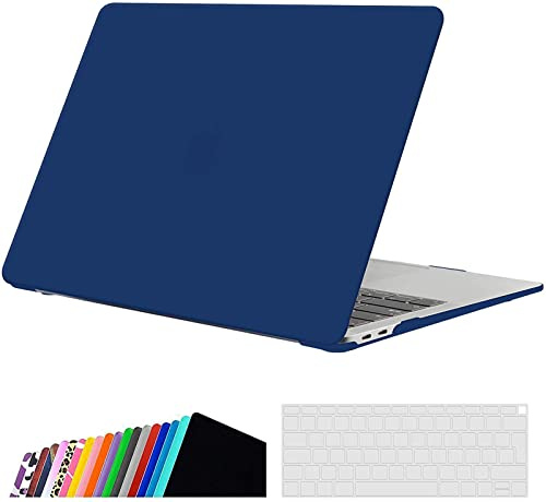 iNeseon Hülle Kompatibel mit MacBook Air 13 Zoll (A2337 M1 A2179 A1932), Plastik Case Cover Hartschale Schutzhülle + Tastaturschutz für MacBook Air 13 Retina Released 2018-2021,Navy Blau