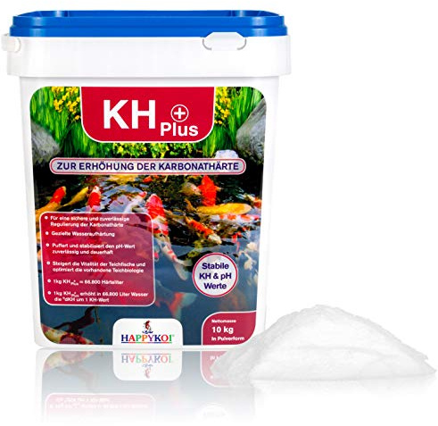 HAPPYKOI® KH Plus - Sichere Erhöhung der Karbonathärte für stabile KH Wasserhärte & pH Werte im Koi Teich Gartenteich Schwimmteich Teichpflege und im Aquarium (10,0 kg)