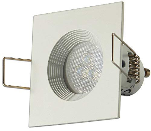 6x LED Einbaustrahler Set weiß eckig 3W warmweiß 230V - GU11 Einbau-spot als Deckenleuchte und Decken-strahler oder Wandleuchte - Einbauleuchte 55mm Bohrloch mit Leuchtmittel Einbau-lampe