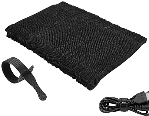 Trilancer 100 St Cintas Delgadas Reutilizables para Organizar Cables - 15 cm Negro-Organización para Su Oficina,Hogar y Centros de Cómputo - Combinable con Cinta Adhesiva para una Carga de Hasta 21 kg