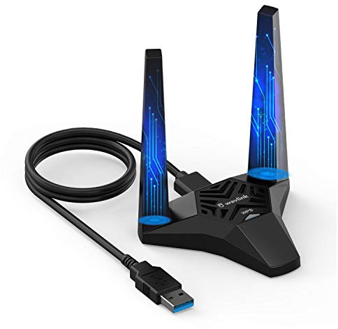 WAVLINK USB3.0 WiFi Adapter, AC1300Mbps Wireless Network Adapter for Desktop PC, Dual Band 5GHz+2.4GHz WLAN with High Gain 2X 3dBi Antennas for Windows XP/Vista/7/8/8.1/10/11 MacOS 10.7-10.15