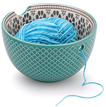 Wollschale Garnschale Keramik Handgefertigte Keramik Webfadenschüssel für Stricken Häkeln Zubehör DIY Handwerk Geschenk für Frauen