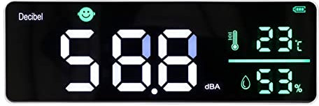 Decibel Meter, Wall Hanging Sound Level Meter 11 Inch Large LED Display Noise Temperature Humidity Meter with Alarm Icons Indicator for Classroom, Studio, Home, Factory