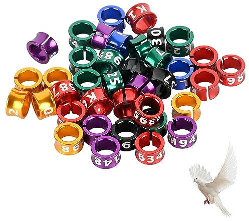 STPCTOU Open Bird Ring Bird Leg Bands Rings Open Bird Leg Rings Aluminum Split Bird Leg Rings Ldentifying Pigeons Training Rings Hibiscus Birds, Parrots, Peonies, Doves, Mixed Colors 50 PCS Per Pack