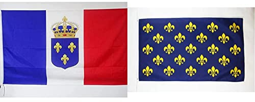 AZ FLAG - Drapeau Monarchie constitutionnelle française - 150x90 cm - Drapeau Royaume De France - Royaliste - Pavillon 110 g & Drapeau Fleur de Lys Bleu et Or 150x90cm - Drapeau Royal français
