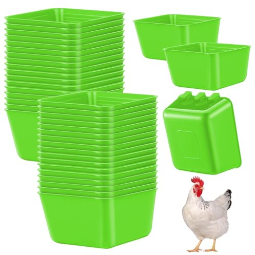 Maxdot 20 Pcs Chicken Water Feeder Cups 16 oz Pigeon Bird Feeder Cups Hanging Cage Chicken Water Cup for Pet Parrot Rooster Parakeet Bunny Gamefowl Poultry Wire Hutch(Green)