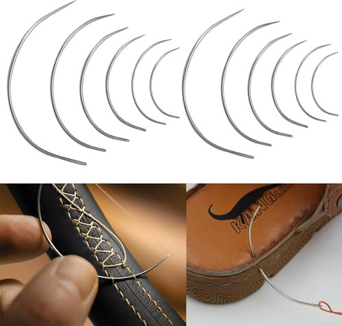 Gebogene Nadeln,Gebogene Nadeln DüNn,Gebogene Nadeln Polsternadeln,Sattlernadeln,PerüCke C Gebogene Nadeln,Rund Leder Sattlernadel,12pcs Gebogene NäHnadel,Leder NäHen Nadel