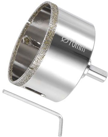 CoCud Diamond Hole Saws Drill Bits, 70mm / 2-3/4 Drilling Diameter, White Zinc Plated with Center Guide Drill Bit - (Applications: for Glass Ceramic Tiles Marble Stone)