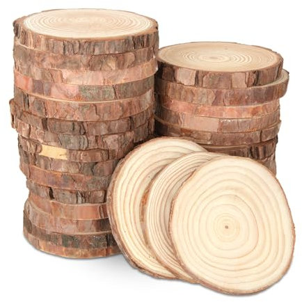 WOPPLXY 30 Stück Natur Holzscheiben, 9-10cm Unvollendete Baumscheiben ohne Loch, Rund Holzscheiben zum Basteln für DIY Handwerk, Untersetzer holz, Weihnachten Dekoration, Hochzeit Mittelstücke