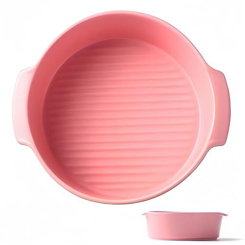 Dowbom Pirofila rotonda in ceramica per forno, 793,8 g, casseruola rotonda per forno, 17,8 cm, ceramica da forno (rosa, 800 ml)