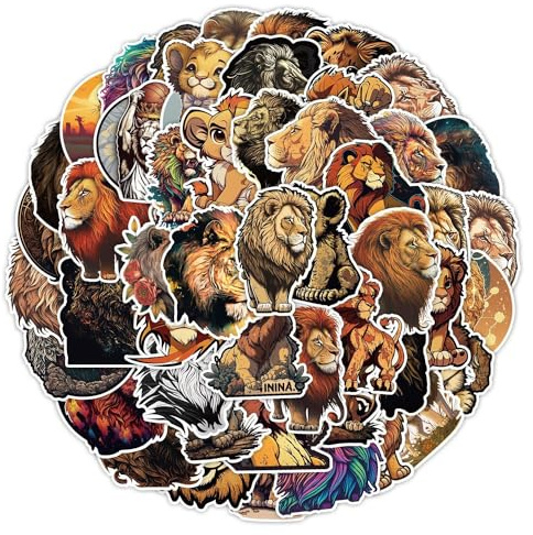 50PCS The Lion Stickers for Laptop Water Bottle Luggage Snowboard Bicycle Skateboard Decal for Kids Teens Adult Stickers